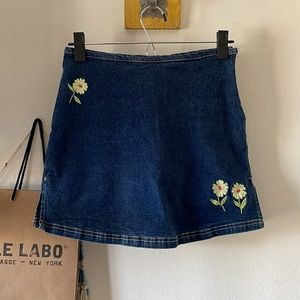 Y2K Denim Embroidered Skort